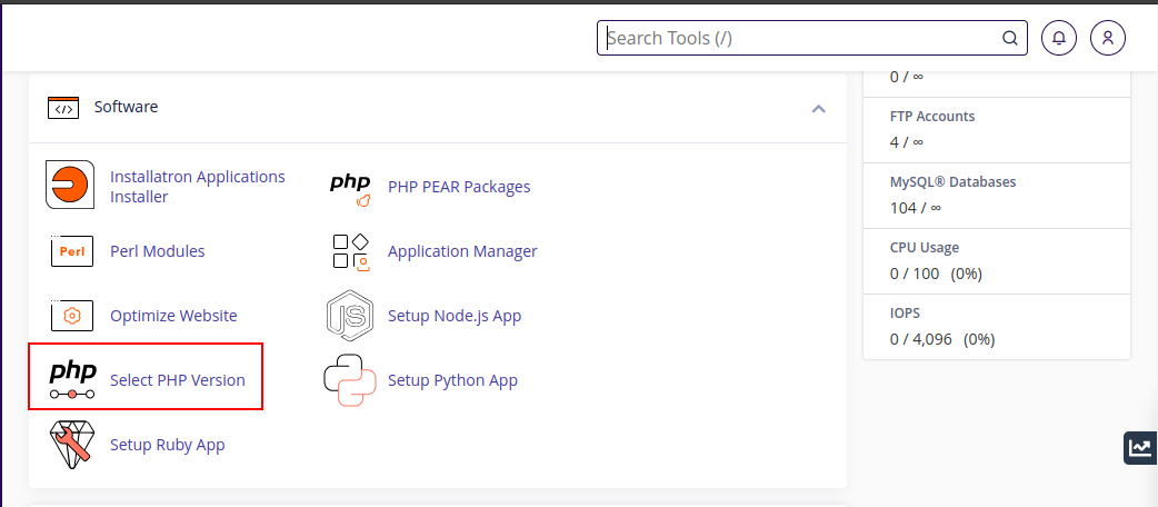 php version